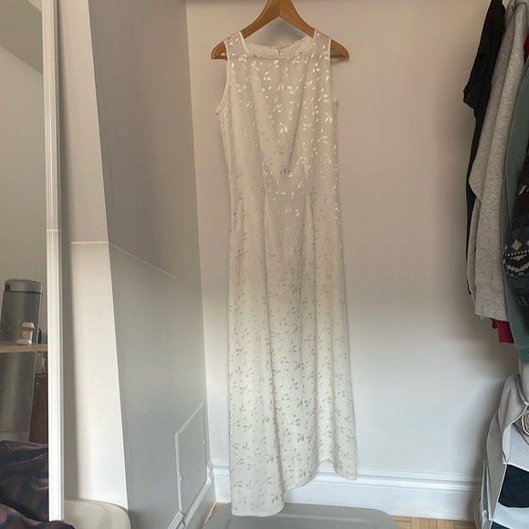 White floral satin maxi/midi dress - Picture 1 of 7